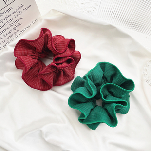 秋冬圣诞发饰复古超大发圈红色大肠圈绿色头绳丸子头饰皮筋盘发绳