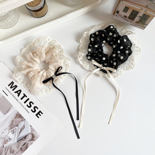 手工发饰甜美复古蕾丝花边大肠发圈蝴蝶结发绳马尾头绳花朵头饰女