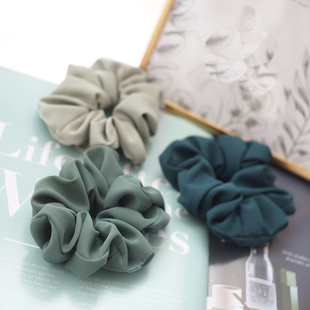 原创发饰复古ins莫兰迪雪纺大肠发圈大号绿色发绳韩国头饰品 包邮