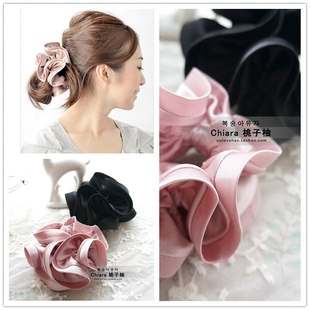 复古丝缎面大号发圈发绳韩版 韩国发饰OL时尚 职业头花出口头饰 包邮