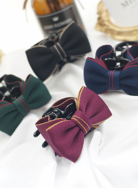 日本发饰OL简约百搭缎带韩国蝴蝶结发抓夹中小号通勤盘发夹马尾夹