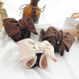 原创发饰法式 复古黑色蝴蝶结头饰发夹女高级感小号公主头马尾抓夹