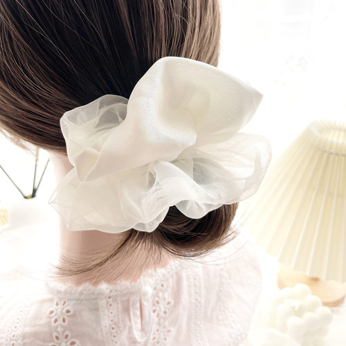 桃子柚发圈欧根纱法式拼接发绳