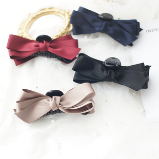 日本发饰ins复古缎带蝴蝶结发抓夹盘发夹韩国OL简约头饰通勤头花