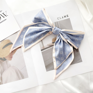 原创发饰日系时尚 笑脸缎面蝴蝶结发夹大号甜美飘带顶夹盘发卡头饰