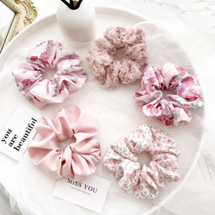 2022新款 发饰复古大肠圈粉色发圈头绳女ins高级感头饰橡皮筋发绳