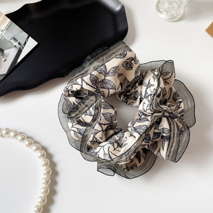 法式 复古黑玫瑰大肠圈气质发圈女发绳皮筋扎头花丸子头饰原创发饰