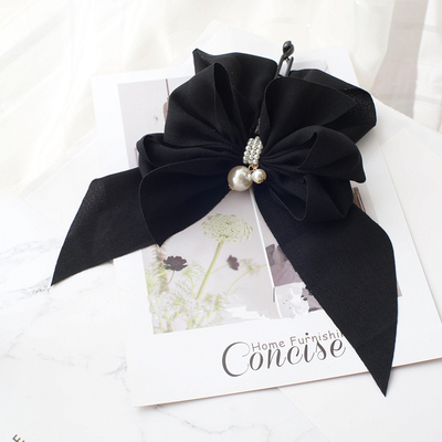 雪纺珍珠蝴蝶结仙女日本马尾发夹