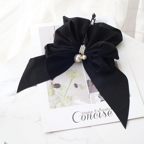 雪纺珍珠蝴蝶结仙女日本马尾发夹