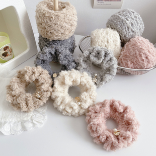 原创手工发饰羊毛圈圈发绳毛线发圈大肠圈编织皮筋钩织毛绒头饰女