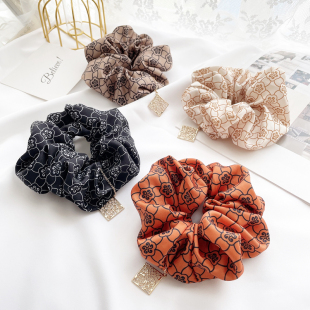 原创发饰欧美中古花纹吊坠发圈法式 浪漫大肠圈发绳头饰OL复古头花