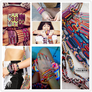 尼泊尔泰国复古民族风 嬉皮幸运绳情侣手链 波西米亚手工编织手绳