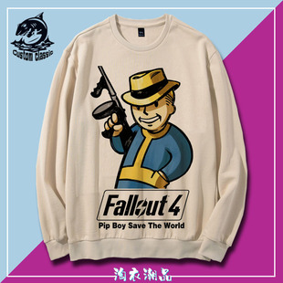 辐射4fallout单机游戏哔哔小子pipboy长袖卫衣运动上衣套头男女秋