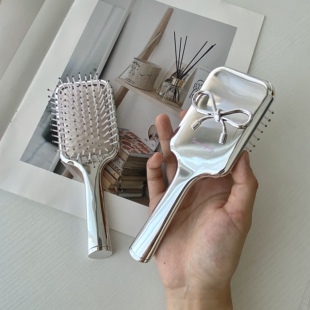 ins银色梳子便携小随身折叠迷你气垫梳气囊按摩梳防静电蓬松卷发