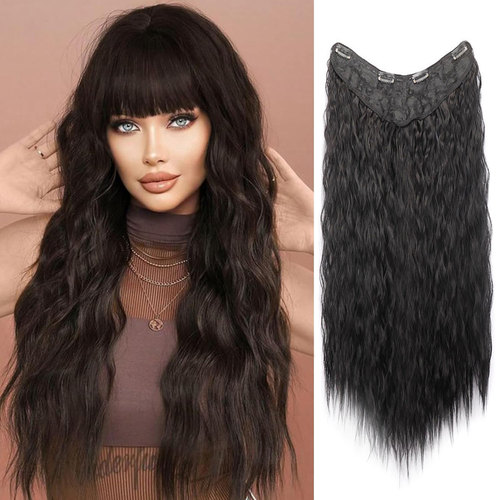 假发卷发片羊毛卷一片式夹子One piece clip in hair extension