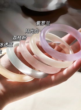 天然冰种猫眼石手镯女高冰白月光玉镯香槟金个性清冷风新中式手镯