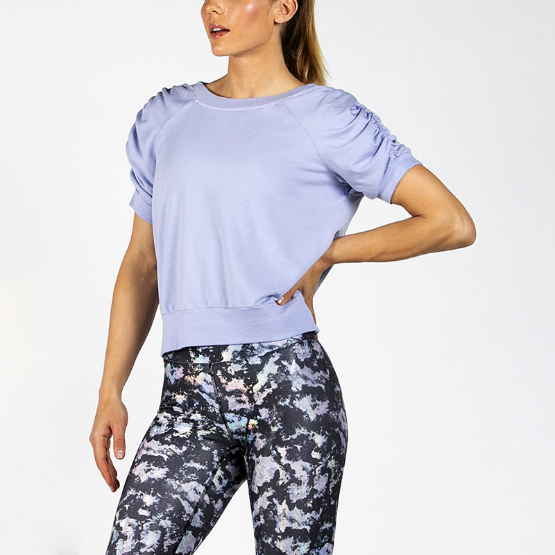 heroine sport运动瑜伽休闲短袖吸湿排汗无袖T恤RUCHED SWEAT TEE