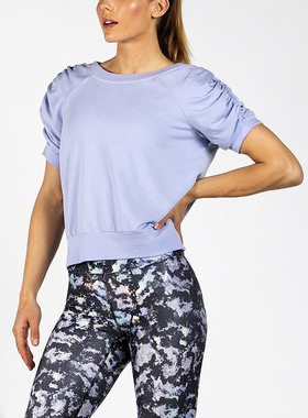 heroine sport运动瑜伽休闲短袖吸湿排汗无袖T恤RUCHED SWEAT TEE