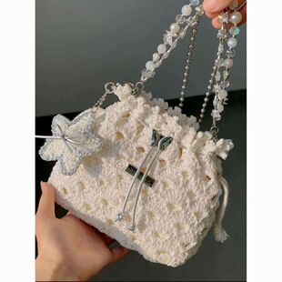 网红银色包芯纱Feve同款闪银特色编织线碎银线diy手工钩织包批发