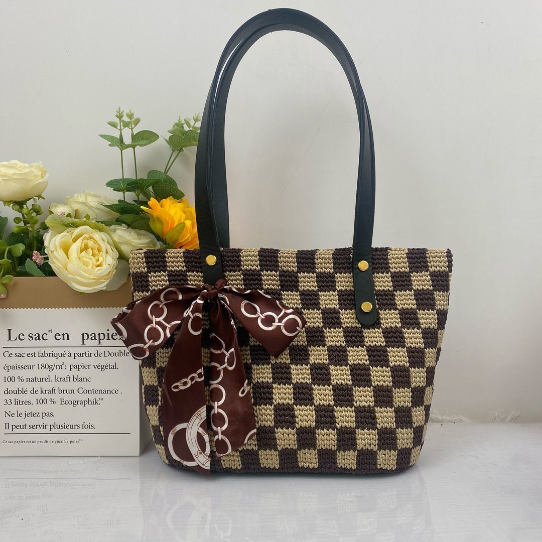 经典棋盘格托特包【非成品】diy钩织材料包送教程