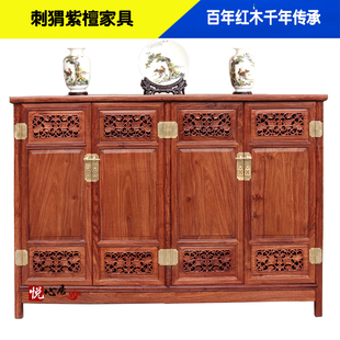 红木鞋 纯实木刺猬紫檀洋花鞋 柜二三门四门雕花门口入户鞋 柜 柜中式