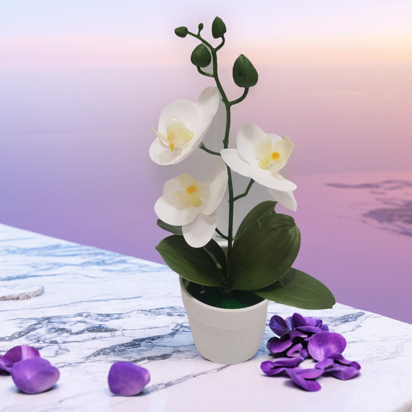 2025新款3D打印三叶蝴蝶兰仿真花盆栽室内绿植假花高仿真度