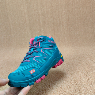 俄罗斯尾货外贸防水女童中帮网布透气徒步登山鞋高端VB底防滑耐磨