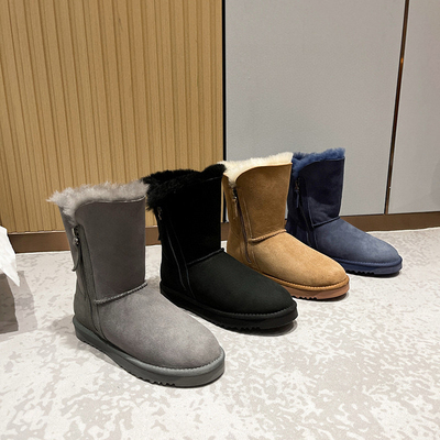 TASMAN AUS澳洲皮毛一体侧拉链雪地靴冬季新款保暖防水棉鞋靴子