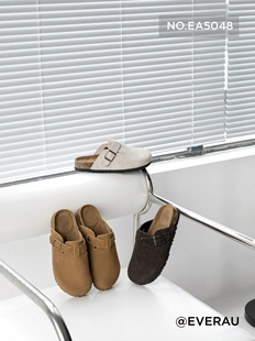 澳洲EVERAU春夏鞋情侣款男鞋女鞋一脚蹬勃肯包头拖半拖鞋EA5048