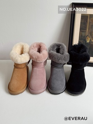 EVERAU牛角扣厚底仙女雪地靴冬季加绒加厚防滑保暖短靴3022