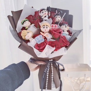 蜡笔小新送女朋友生日礼物创意闺蜜实用走心特别公仔花束七夕礼盒