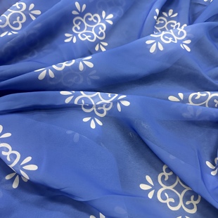 采荷纺织唐风晕染团花汉服大袖衫襦裙诃子裙上襦披帛数码印花雪纺