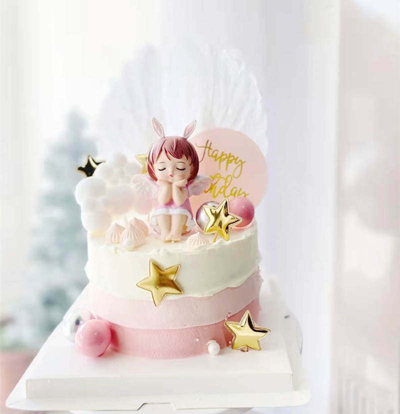 卡通少女娃娃生日蛋糕装饰安妮宝贝摆件女宝天使翅膀安妮公主玩偶