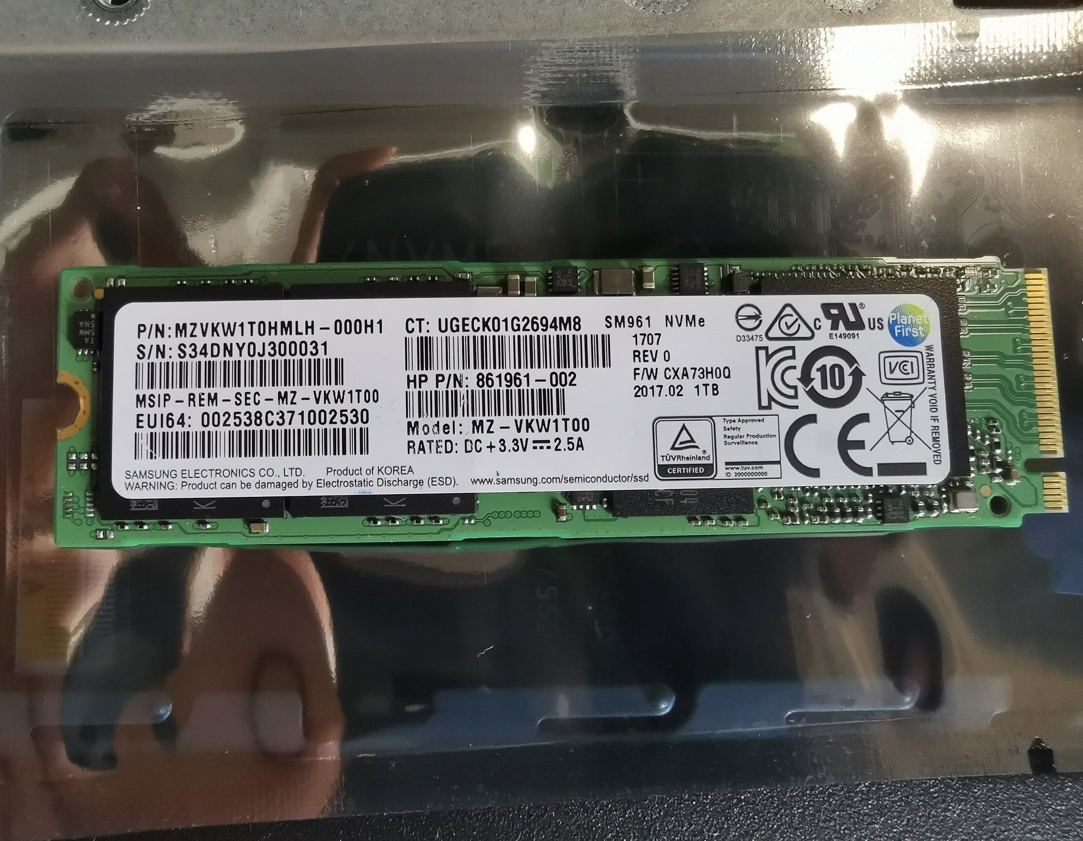 三星SM961 1T MLC颗粒 固态硬盘nvme pcie 2280 笔记本台式机m2