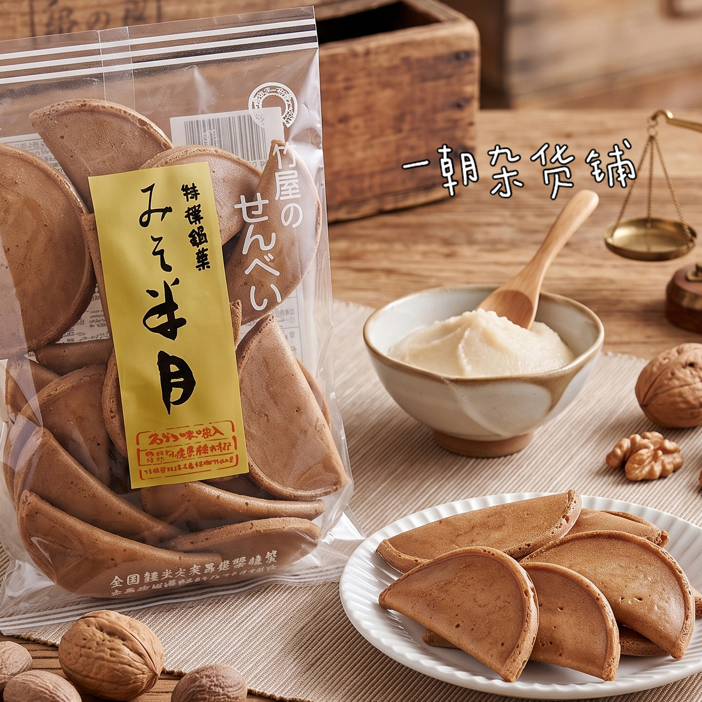 日本竹屋煎饼 味噌半月煎饼18枚 进口传统和风薄脆饼干零食