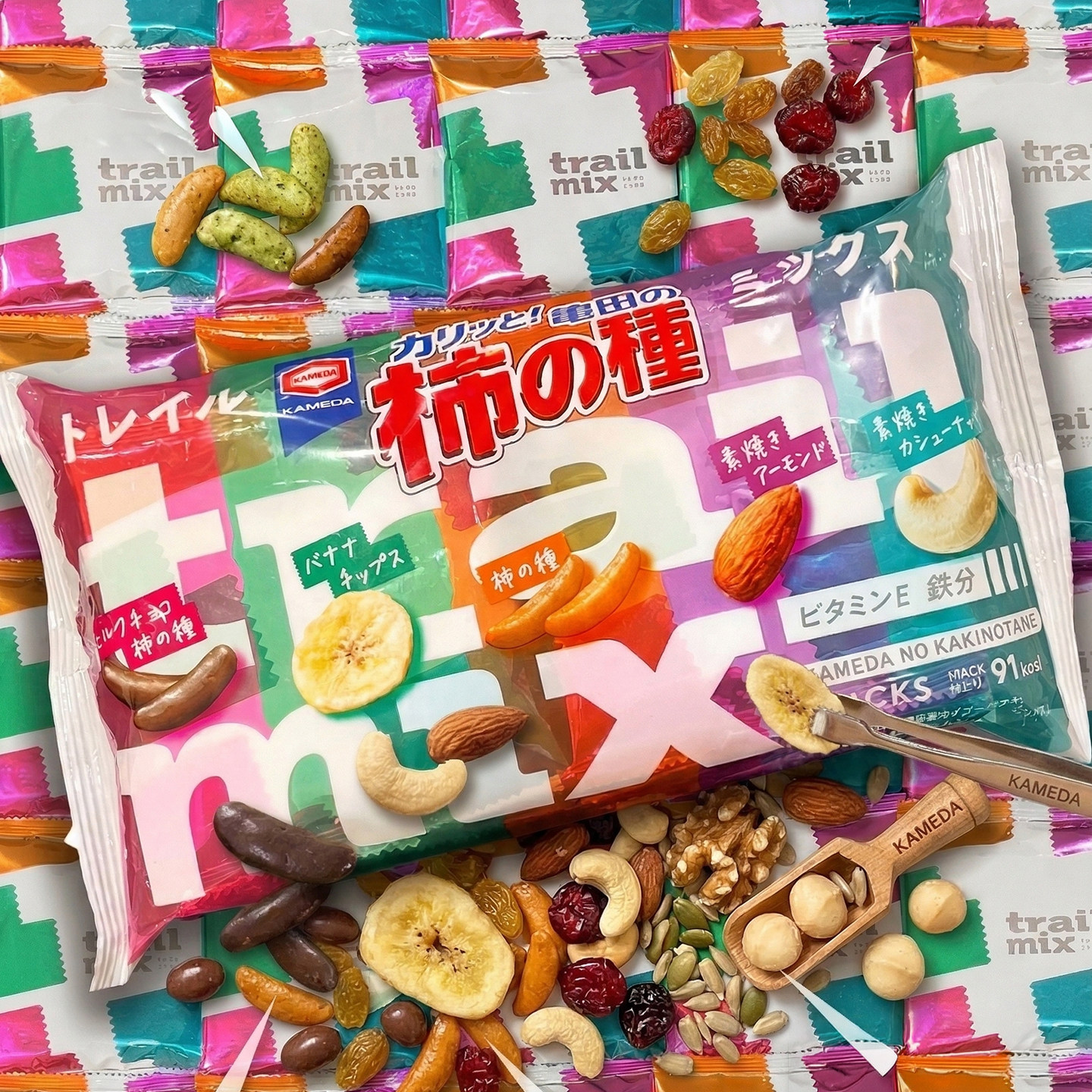 3包包邮日本原装进口 龟田柿之种5种混合坚果果干低卡健康零食75g