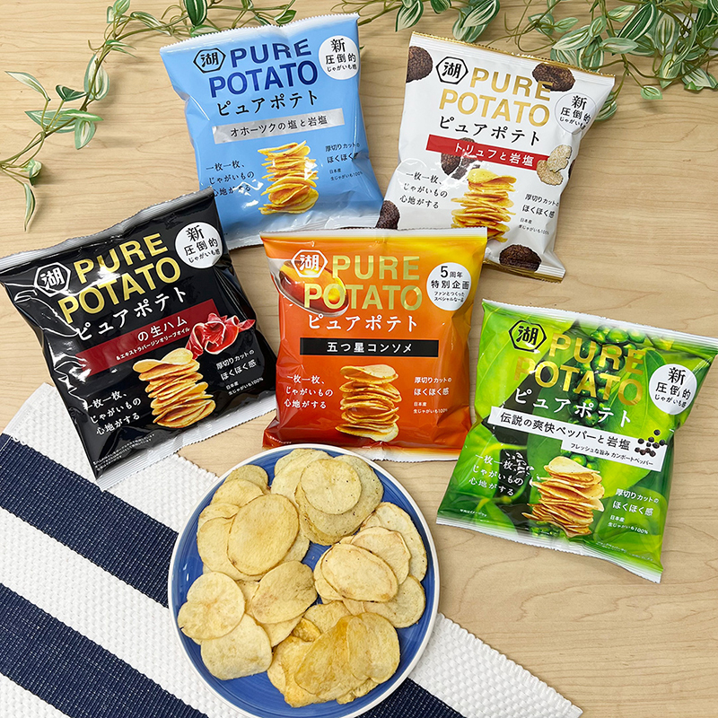 6包包邮现货日本本土湖池屋地心薯片海盐味黄油味海苔味热销推荐