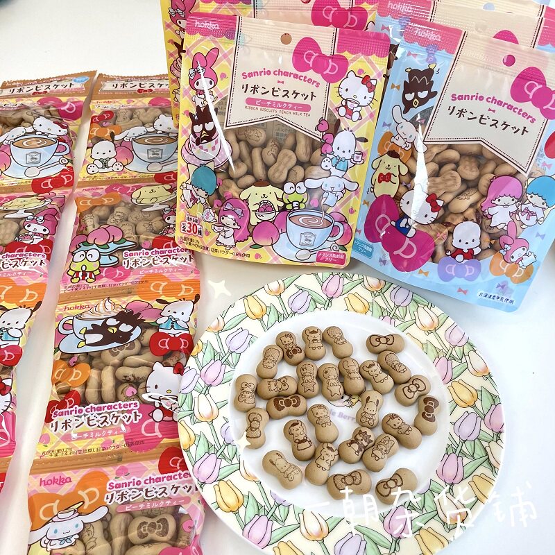 现货日本本土北陆hellokitty&三丽鸥联名蝴蝶结高钙儿童饼干零食