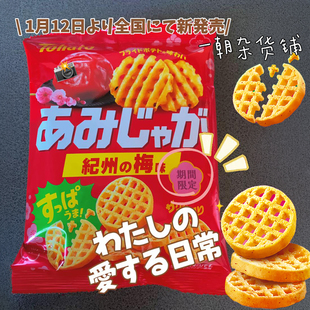 日本新品 桃哈多Tohato 网格纪州梅味网状薯片 南高梅酸脆零食53g