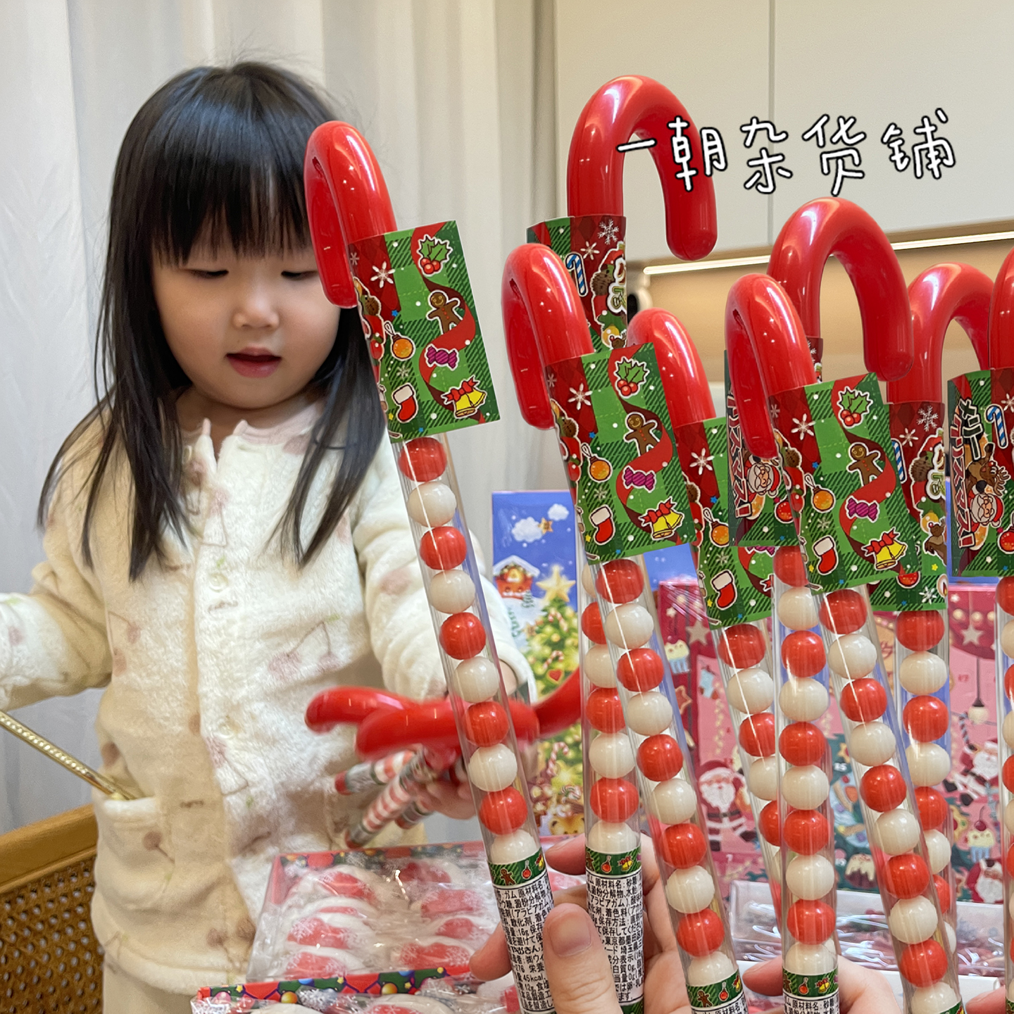 日本圣诞节零食Yaokin圣诞棒状口香糖果手杖装饰可爱儿童零食派对
