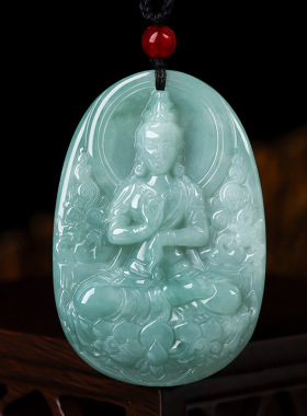 天然缅甸a货观音佛像挂绳护身