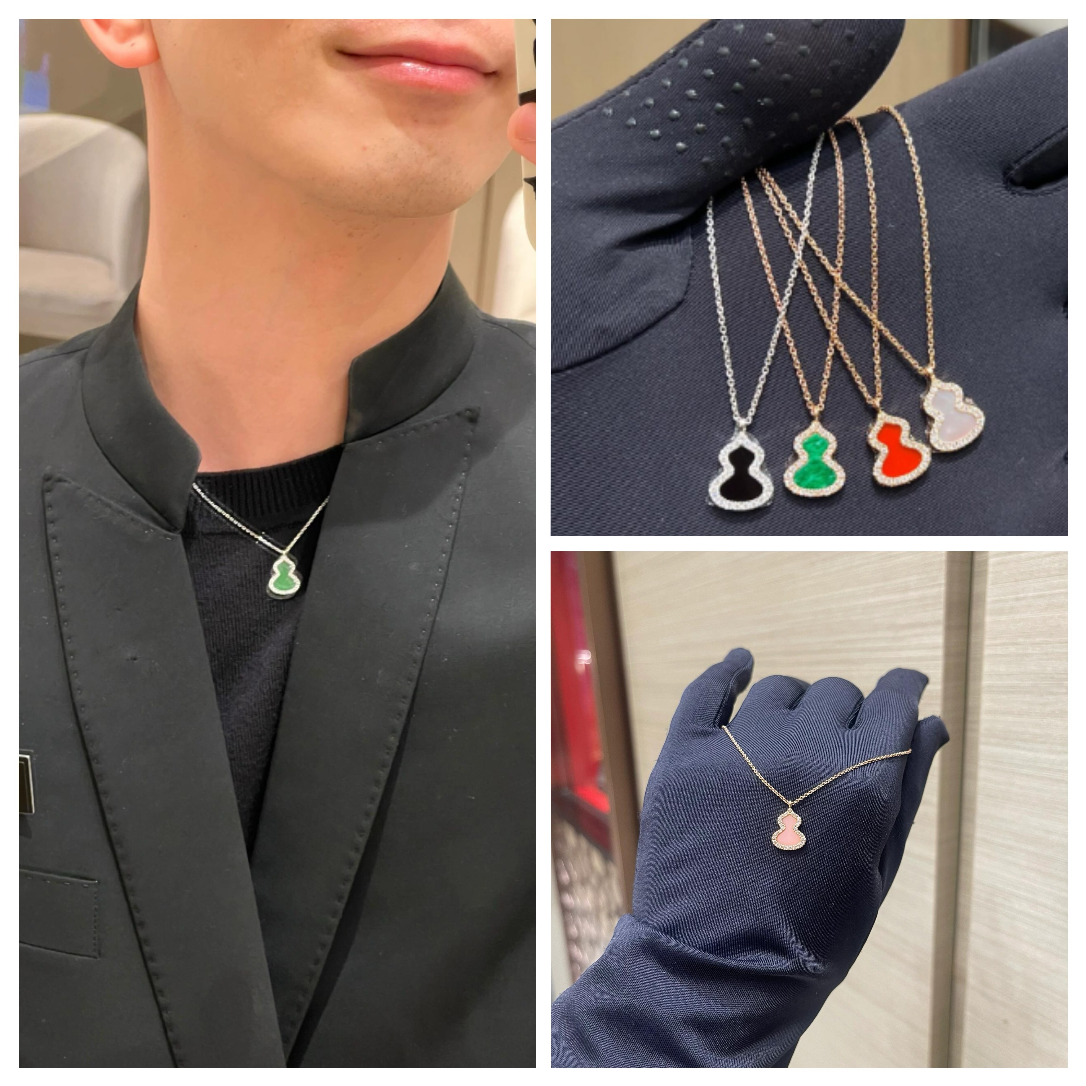 代购Qeelin/麒麟 Wulu系列 Petite迷你粉蛋白葫芦项链白贝母项链