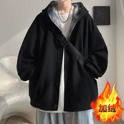 拼接格子连帽卫衣男士韩版潮流