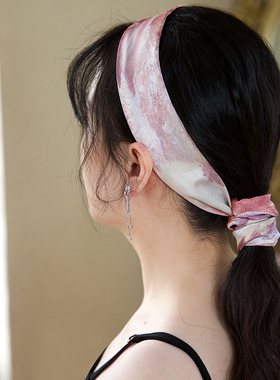 《粉雾山丘》插画师合作款发带丝巾皱缎绑发饰发箍小众多用高级感