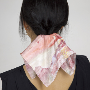 莫耦某《粉雾山丘》联名款方巾大肠发圈扎马尾发饰丸子头盘发头花