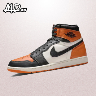 耐克NIKE Air Jordan 1 AJ1黑橙男女款高帮休闲板鞋DZ5485-008