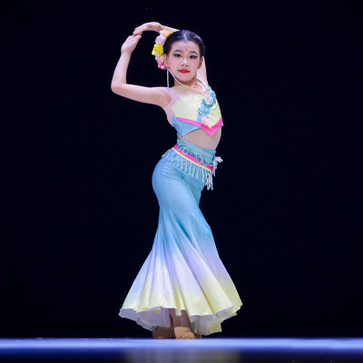 【春述】傣族舞蹈服孔雀舞练习裙