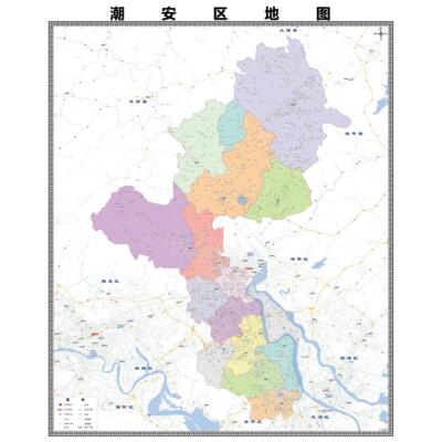 潮安区市区域县市地图街道分布地区区域图办公室贴图挂图