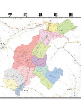 宁武县市区域县市地图街道分布地区区域图办公室贴图挂图