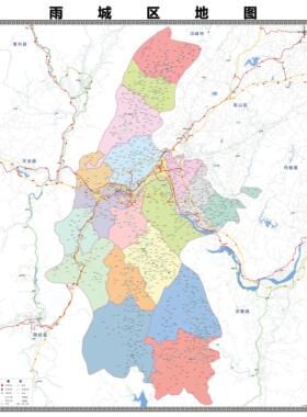 雨城区区域县市地图街道分布地区区域图办公室贴图挂图